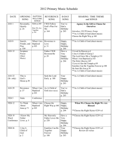 2012 Primary Music Schedule DATE OPENING SONG BAPTISM