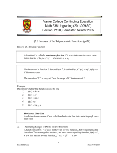 Inverses of The Trigonometric Functions