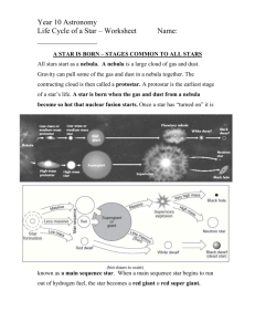 Life Cycle of a Star - Intervention Worksheet