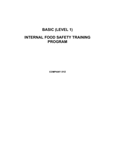 (BASIC -Level 1) Internal Food Safety Training Program
