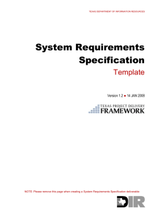 System Requirements Specification : Template