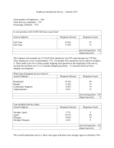 Employee Satisfaction Survey – October 2011 Total number of