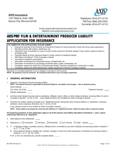 Film & Entertainment Producer Liability Application for Insurance