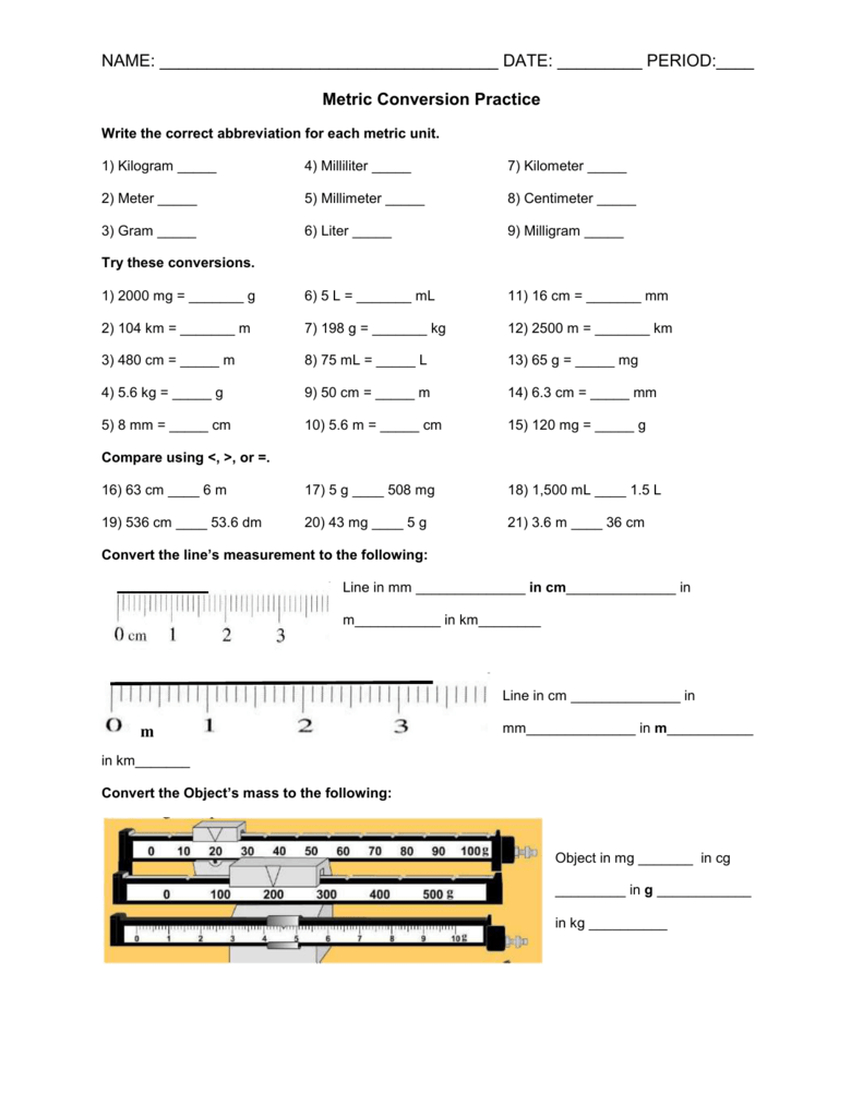 Metric Conversion and Scientific Notation In Metric Conversion Worksheet 1