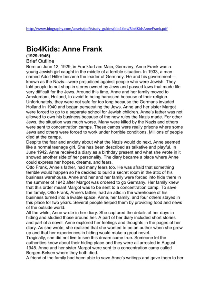 3 paragraph essay about anne frank