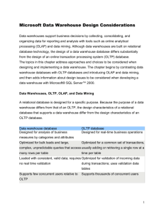 Microsoft Data Warehouse Design Considerations