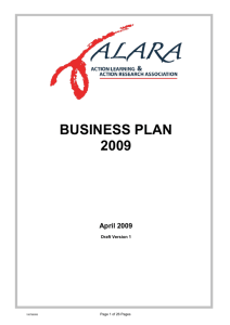 ALARA Business Plan 2009 Draft V1 20090421
