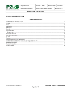 Respiratory Protection - Plant Performance Services