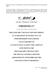 VLINK GLOBAL - Announcement