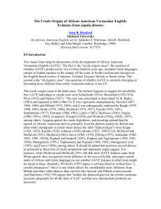The Creole Origins of African American Vernacular English: