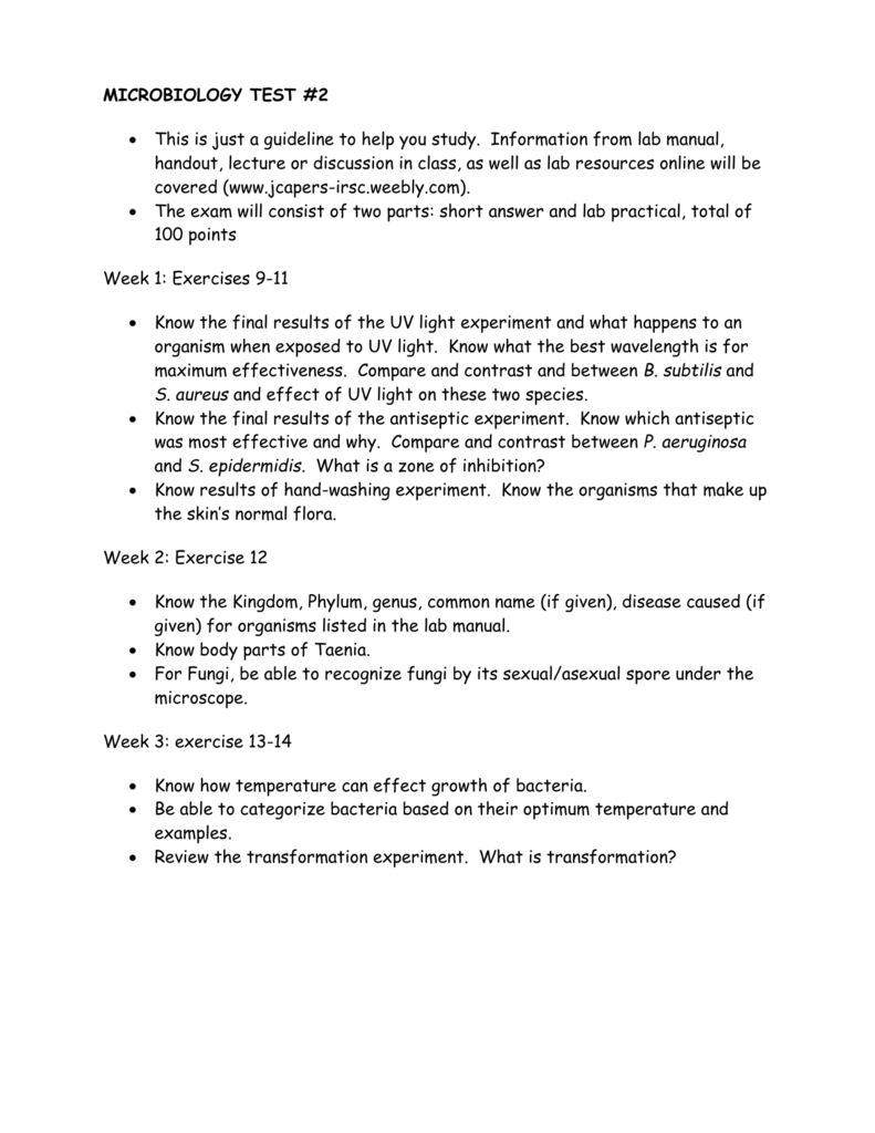 MICROBIOLOGY TEST 1