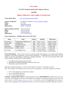 syllabus - Department of Computer & Information Science