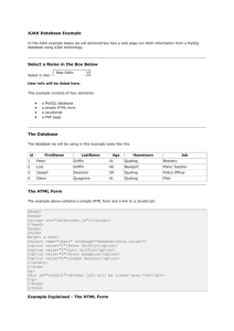 AJAX Database Example