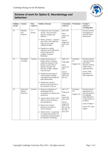 Scheme of work for Option E, Neurobiology and behaviour