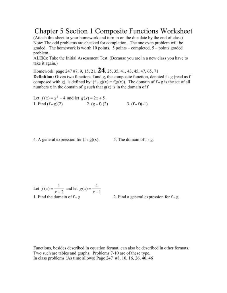 Chapter 25 Section 25 Composite Functions Worksheet Regarding Composition Of Functions Worksheet