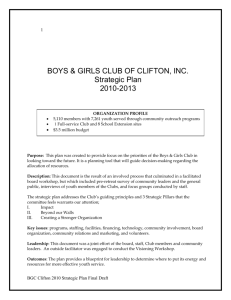 1 BOYS & GIRLS CLUB OF CLIFTON, INC. Strategic Plan 2010