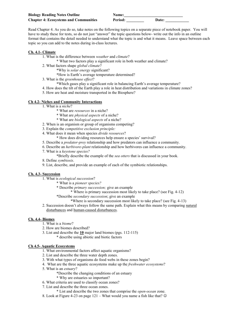 Ch 22 RNO Pertaining To 4 4 Biomes Worksheet Answers