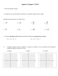 Algebra I Chapter 9 Test