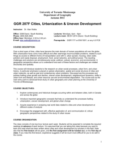 GGR207 Cities, Urbanization and Uneven Development