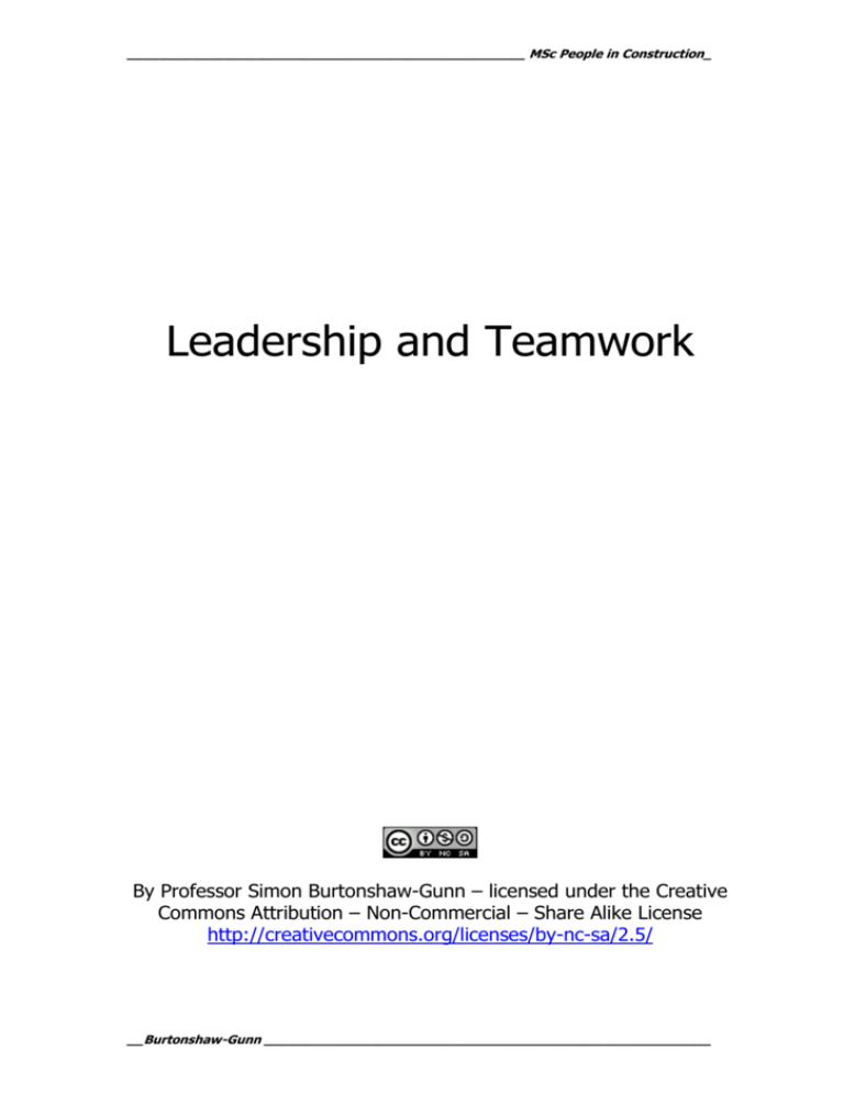 leadership and teamwork research paper