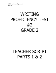 Name of Test: Proficiency Writing Test #2