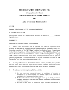 Microsoft Word - Investment Bank Memorandum of association