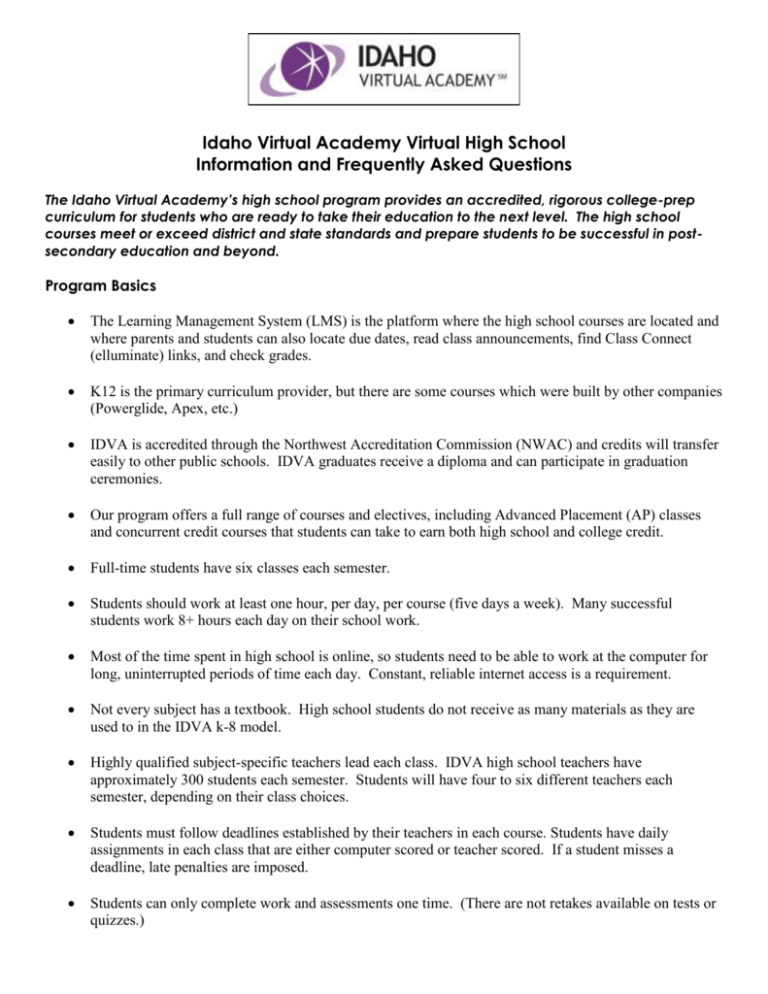 Idaho Virtual Academy Virtual High School