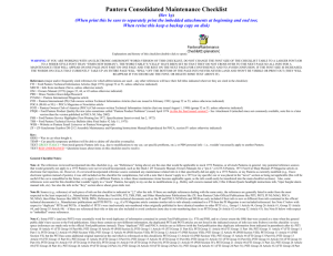 Pantera Consolidated Maintenance Checklist