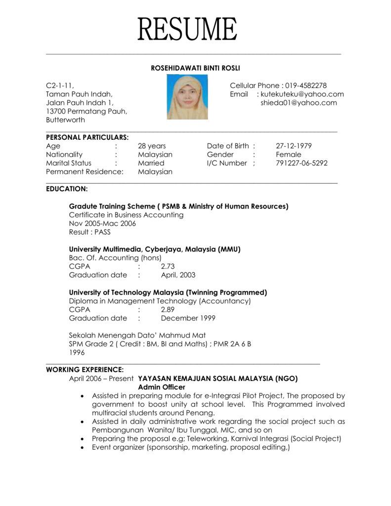 Simple Resume Sample Malaysia : Free Resume Builder Make A Professional