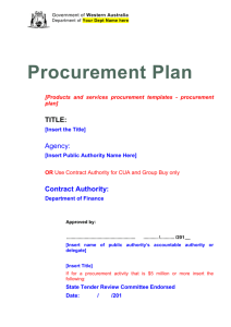 Procurement Plan - Department of Finance