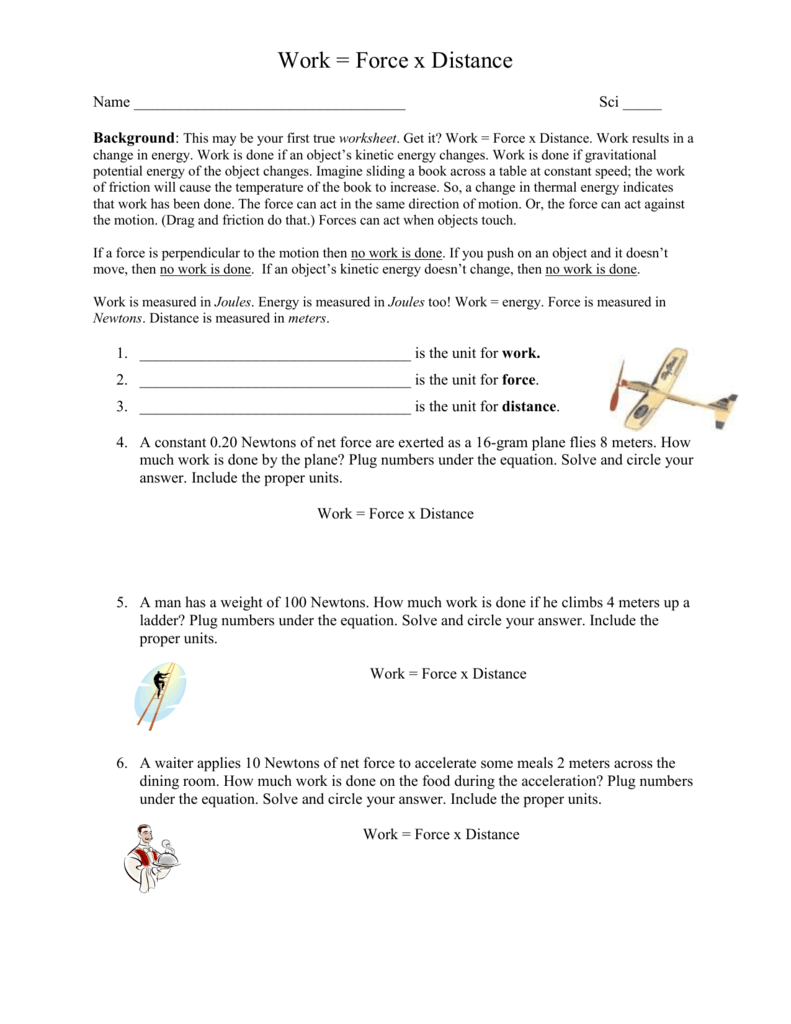 Work And Energy Worksheet