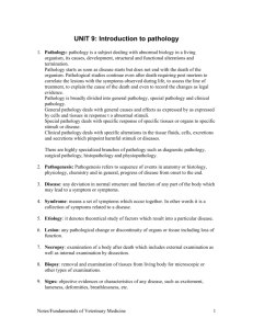 UNIT 9: Introduction to pathology