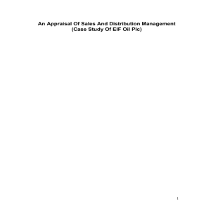 An Appraisal Of Sales And Distribution Management (Case Study Of