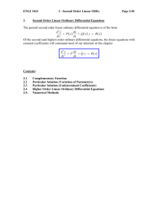 2. Second Order Linear Ordinary Differential Equations