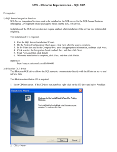 GPIS – iHistorian Implementation – SQL 2005