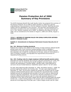 Key Provisions of the Pension Protection Act of 2006