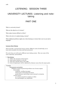 UNDERSTANDING THE OUTLINE OF A LECTURE