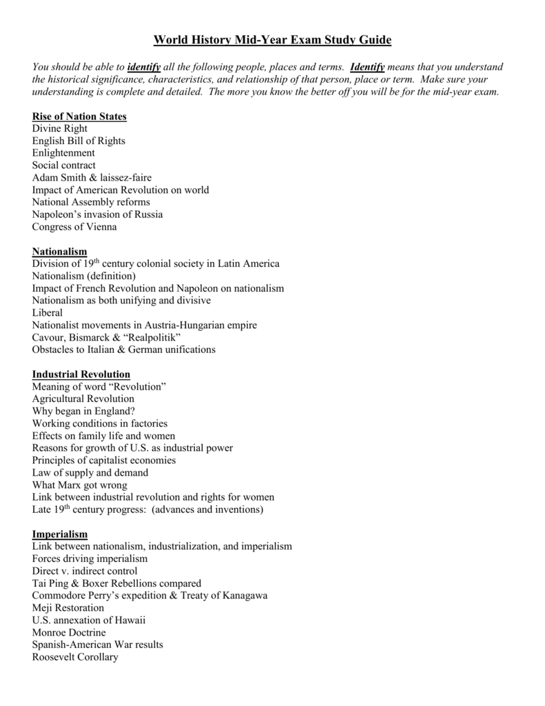 World History Final Exam Study Guide World History Final Exam Study Guide