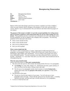 Bioengineering Memorandum