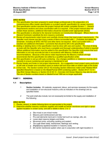 Veneer Masonry Guide Specification