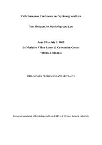 XVth European Conference on Psychology and Law