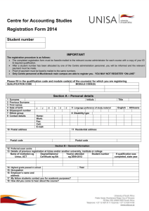 Centre for Accounting Studies Registration Form 2014