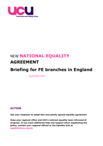 National FE England equality agreement: UCU briefing, Sep 12