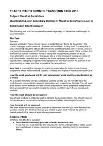 Health and Social Care BTEC Transition Task 2015