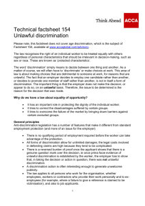 Technical factsheet 154: Unlawful discrimination