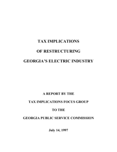 Tax Implications of Restructuring Georgia's Electric Industry