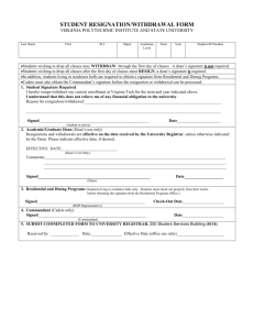 STUDENT RESIGNATION/WITHDRAWAL FORM