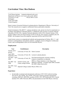 Ben Dudson's CV - User Web Areas at the