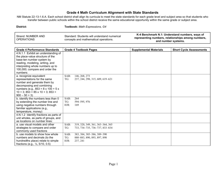 HM Math Expressions G4