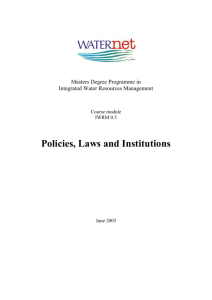 Policies, Laws and Institutions